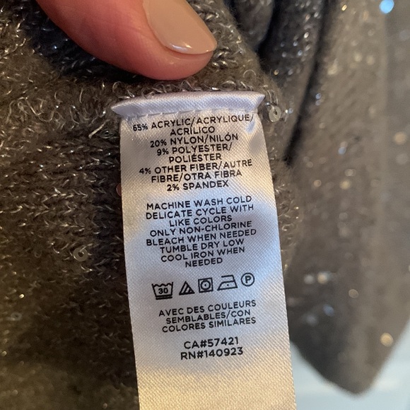 CLEARANCE Loft sweater dress gray silver sequin Small NWT - Picture 3 of 5